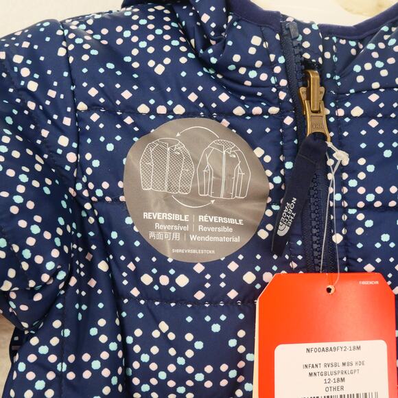 NEW THE NORTH FACE Girl's 12-18 months Reversible Mossbud Swirl Blue Sparkle - Picture 4 of 13
